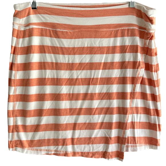 Athleta Faux Wrap Skirt - Size XL - Cosmic Orange Stripe‎ Casual Comfortable - Picture 1 of 7